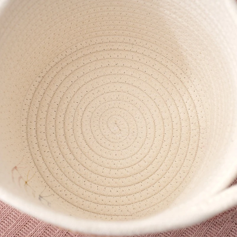 Cesta de almacenamiento tejida con bordado hecho a mano, cesta organizadora de ropa y juguetes para bebés, cesta tejida para niños - imagen 4