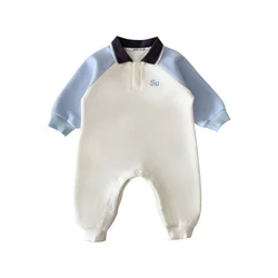 Pelele polo bebé unisex manga larga con solapa bordada letras otoño