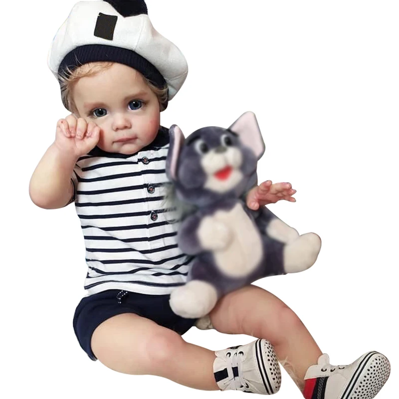 NPK-pelo rubio de alta calidad para niño recién nacido, 60CM, hecho a mano - imagen 3