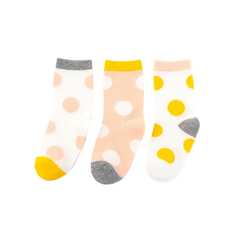3 par/lote de calcetines de Otoño Invierno de 0 a 6 años con patrón de algodón suave calcetines de arcoíris para niñas calcetines de lunares para bebés recién nacidos - imagen 5