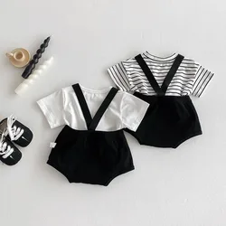 MILANCEL Conjunto de verano para bebé a rayas con letras