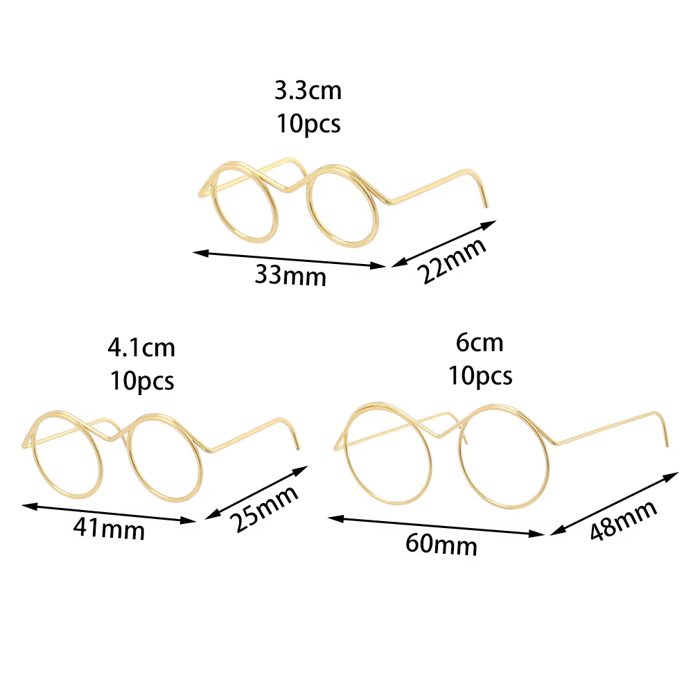 Gafas metal retro redondas para muñecas – Accesorio DIY - imagen 3