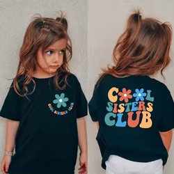 Camiseta fresca del Club de la hermana mayor, regalo del anuncio del bebé, traje de hermana mayor, ropa para niños pequeños y hermanos, camiseta de verano para niñas