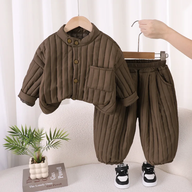 Nuevo conjunto de ropa de invierno para niñas, chaqueta gruesa y cálida, pantalones, 2 unids/set, ropa infantil, disfraz para niños, chándales para niños - imagen 4