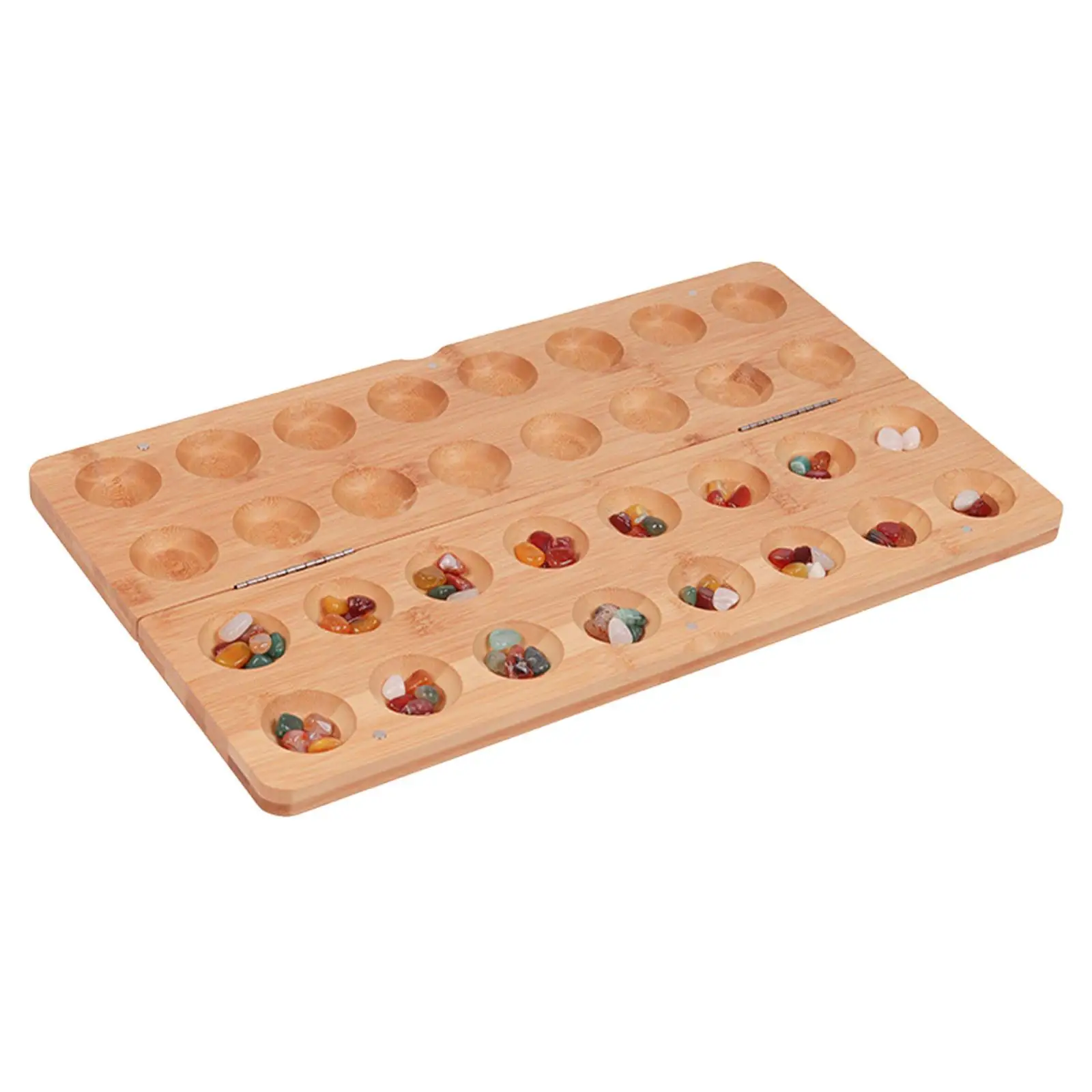 Wood Family Games, Foldable Mancala Board Game, Party Game, Multi Color Beads Classic Strategy Game for Teen, Kids, Family