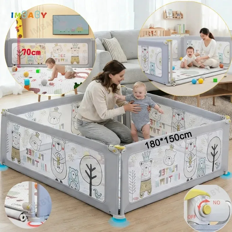 IMBABY Corralito Elevable de Seguridad para Bebés y Niños - imagen 4