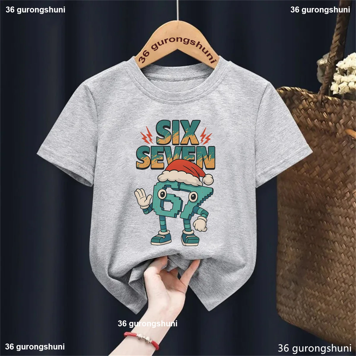 Navidad italiano Brainrot Six Seven 67 Meme impreso camiseta niñas/niños divertido fresco ropa para niños Kawaii camisa de manga corta - imagen 5