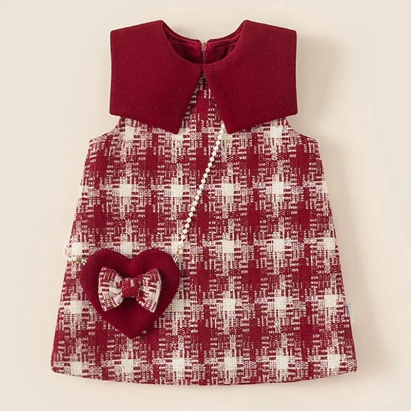 Vestido princesa invierno bebé sin mangas lazo Año Nuevo Chino bolso - imagen 3