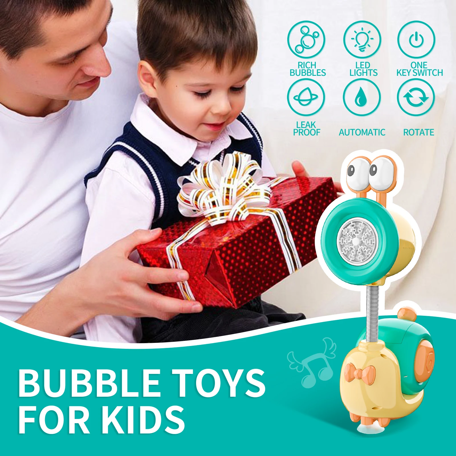 Máquina de burbujas de jabón de caracol, pistola de burbujas totalmente automática, 20 agujeros, luz LED, juego al aire libre, juguetes para niños y niñas, regalos para niños - imagen 2