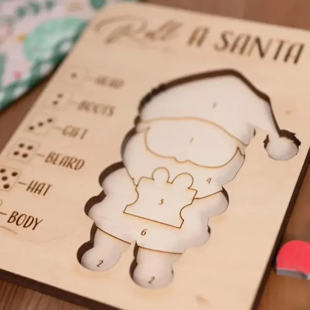 Rompecabezas de madera de Navidad para niños pequeños, relleno de bolsas de regalo con relleno de medias navideñas de Reno de Papá Noel, recuerdo de fiesta de Navidad, decoración del hogar - imagen 5