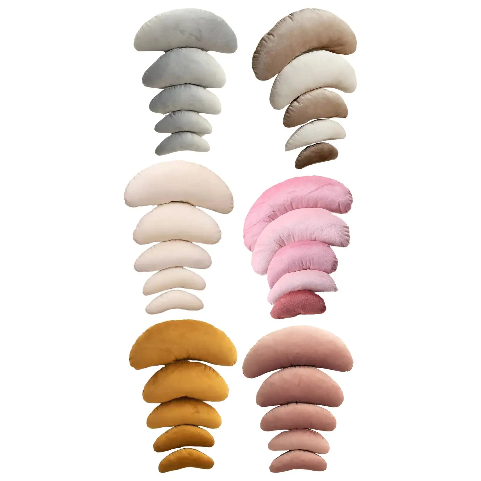 Juego de 5 piezas de almohada de luna, almohadilla de felpa profesional de tacto suave, luna creciente para sesión de fotos, estudio fotográfico, 0-6 meses - imagen 2