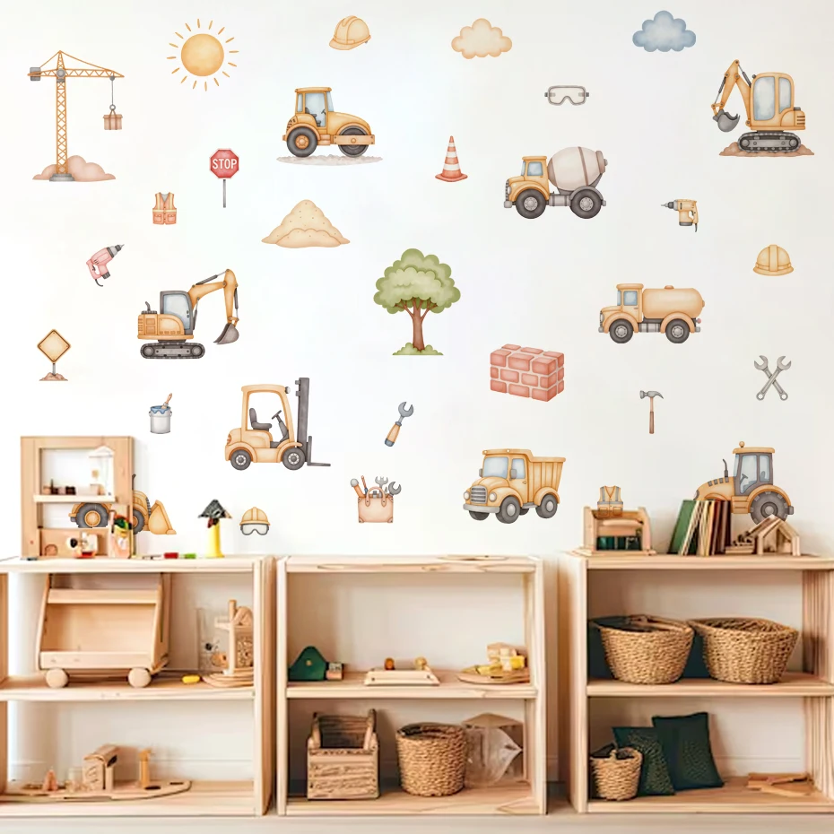 Pegatinas de pared maquinaria construcción infantil – Dibujos animados - imagen 3