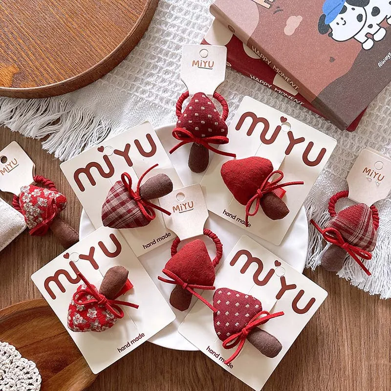 1 Uds. Diademas para niños niñas bebé lindo seta roja bandas elásticas para el cabello horquillas moda Vintage niños accesorios para la cabeza de Navidad - imagen 2