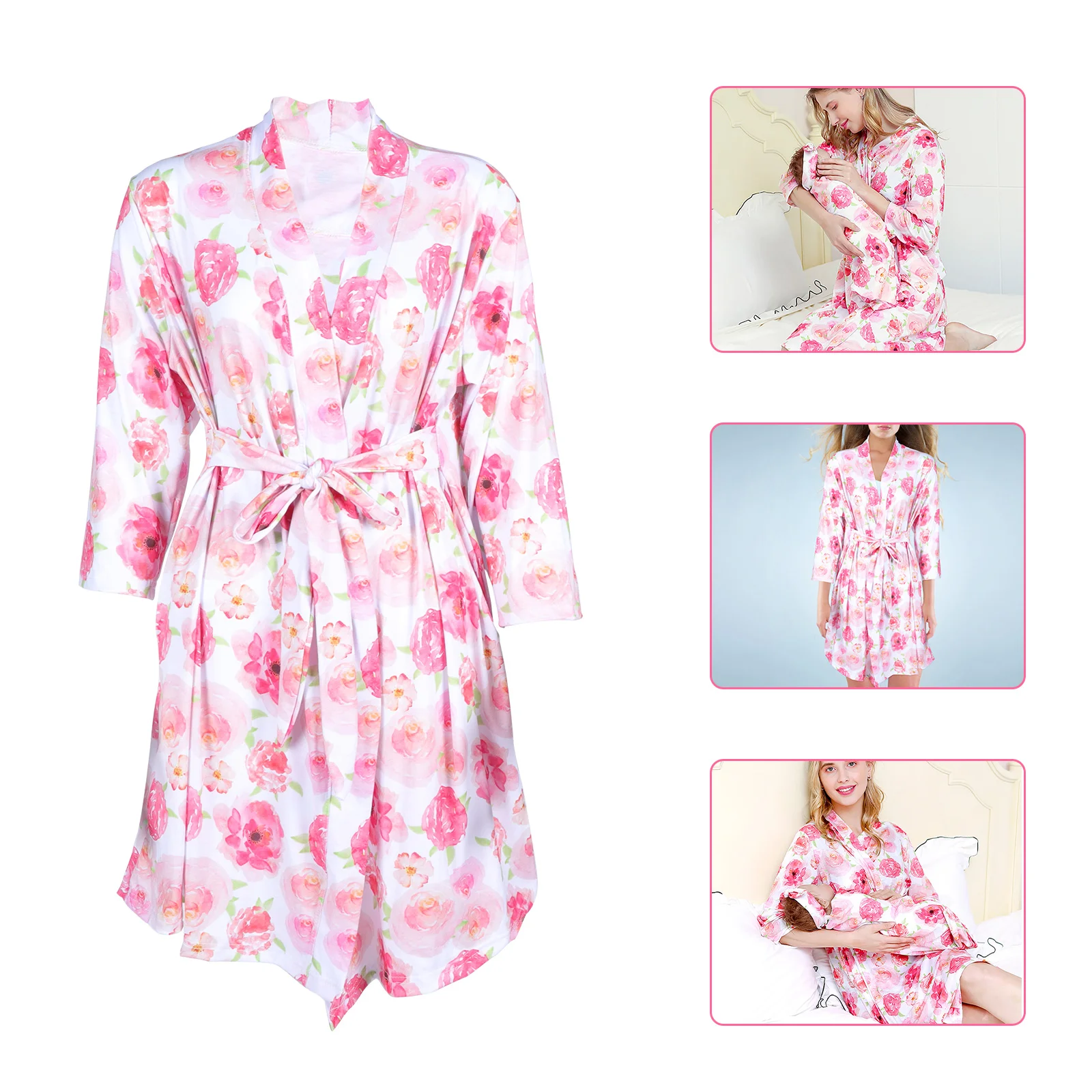 1 Juego de bata de maternidad de algodón Premium, ropa de dormir para embarazo, vestidos de Hospital, enfermería, mamá, trajes a juego para bebé, manta para recién nacido - imagen 4