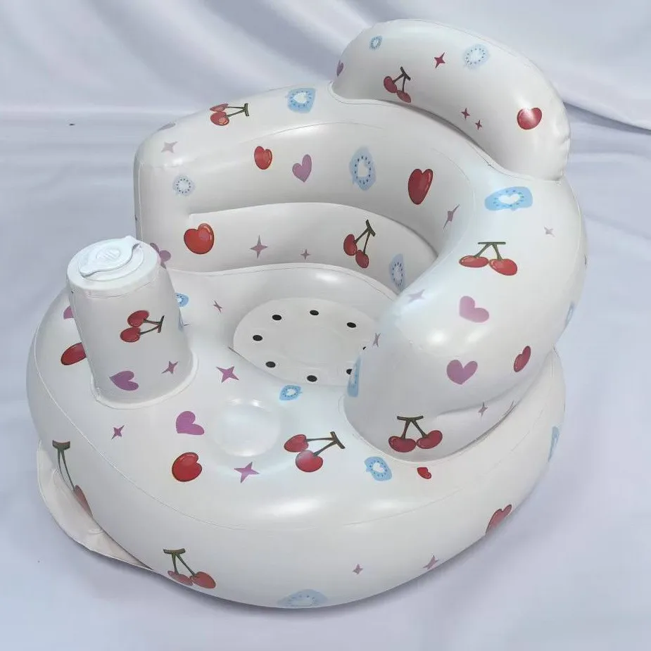 Silla de baño portátil para bebé, sofá inflable para niños pequeños, asiento de bañera de PVC, taburete de entrenamiento multifuncional para práctica de sentarse - imagen 3