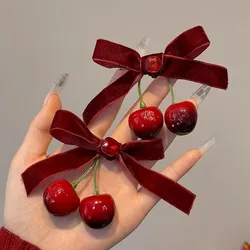 Pinza de pelo para niñas con lazo cereza roja - Accesorios Lolita
