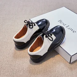 Zapatos de cuero para niños de vestir planos estilo británico