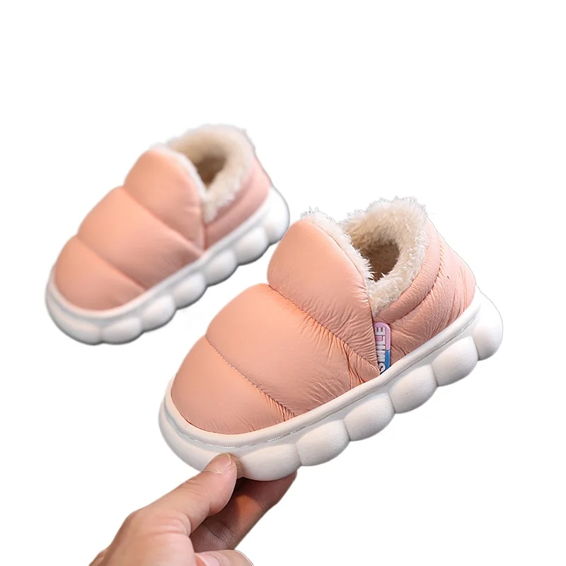 Zapatos de algodón de suela suave EVA para niños y niñas, Zapatillas de casa cálidas de felpa para interiores, zapatos impermeables antideslizantes para niños, Invierno - imagen 5
