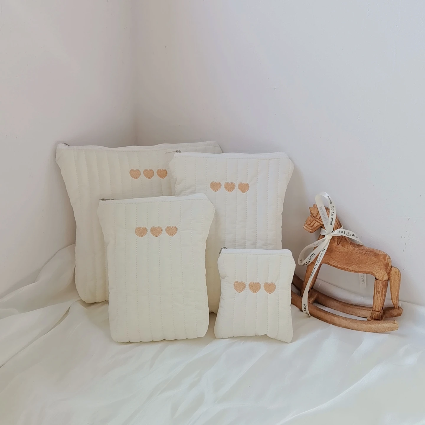 Bolsa de pañales para bebé bordada amor organizador algodón - imagen 4