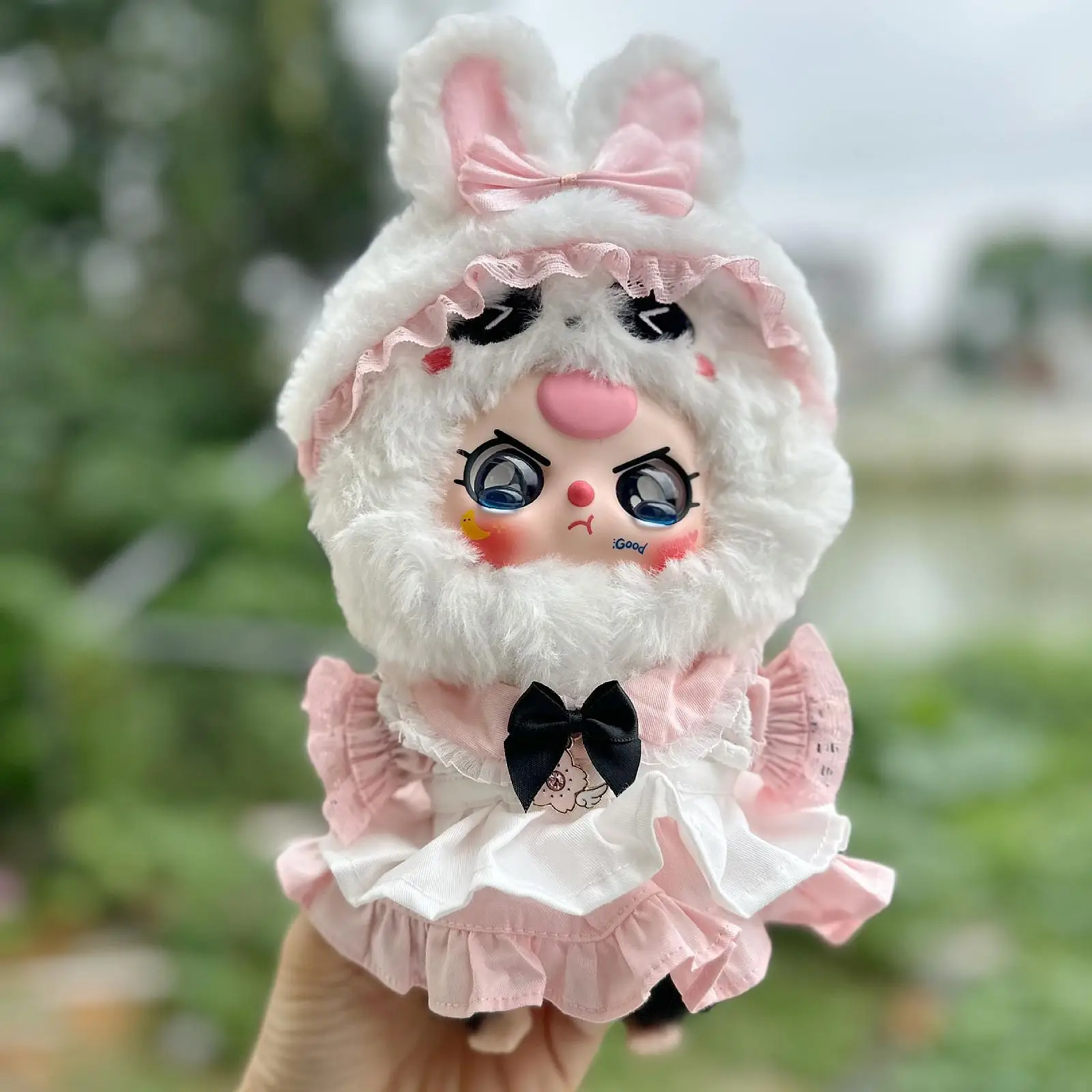 Disfraces de vestido de muñeca de peluche, con diadema, juguete de muñeca DIY, ropa de muñeca bonita y cómoda, falda de muñeca para muñeca de 20cm - imagen 4