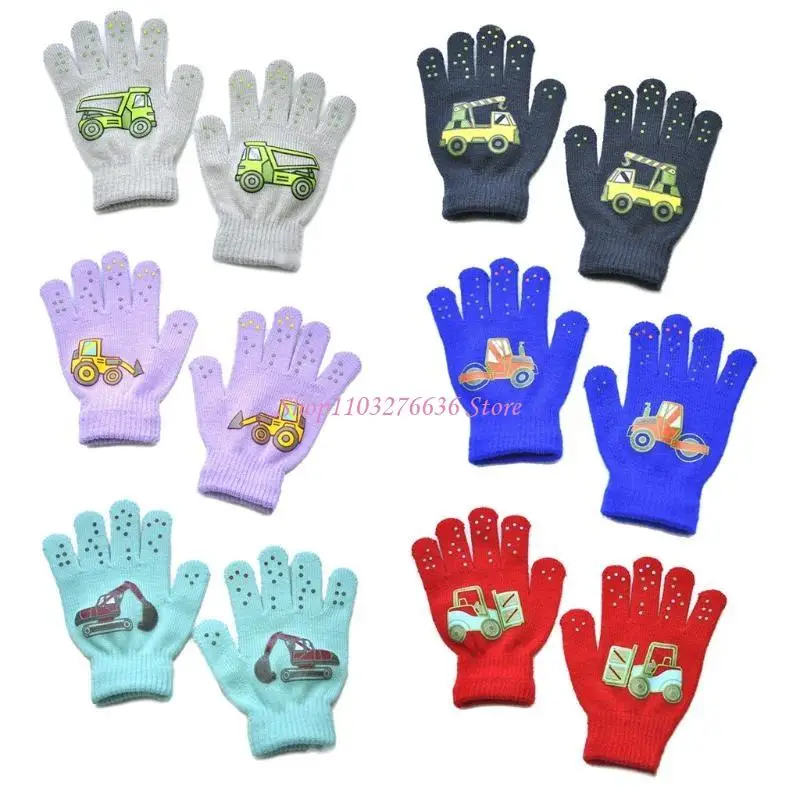 Guantes cálidos para montar aire libre R6FD, guantes dedo completo punto elástico suave para niñas y niños, guantes