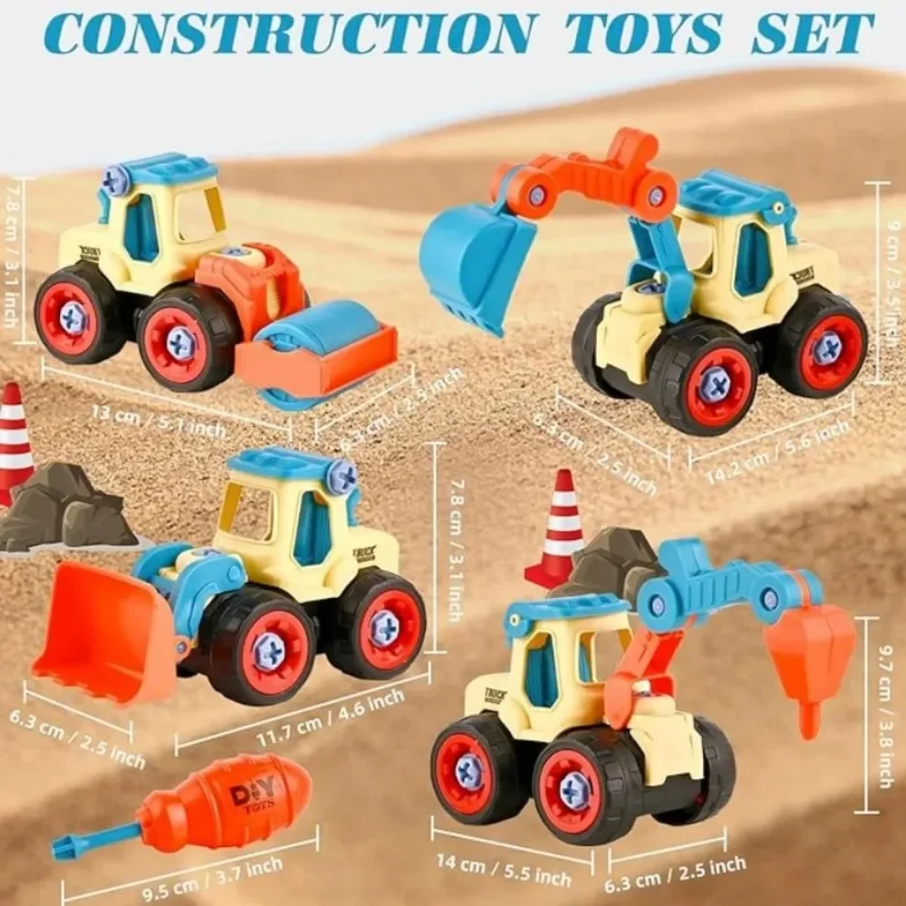 Juguete de construcción desmontable DIY con excavadora y grúa - imagen 3
