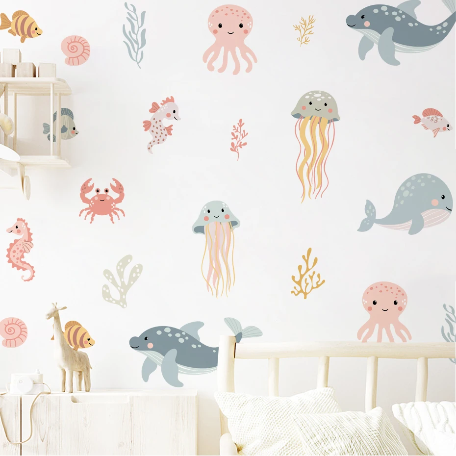 Vinilos decorativos acuarela de delfines y ballenas para bebé - imagen 5