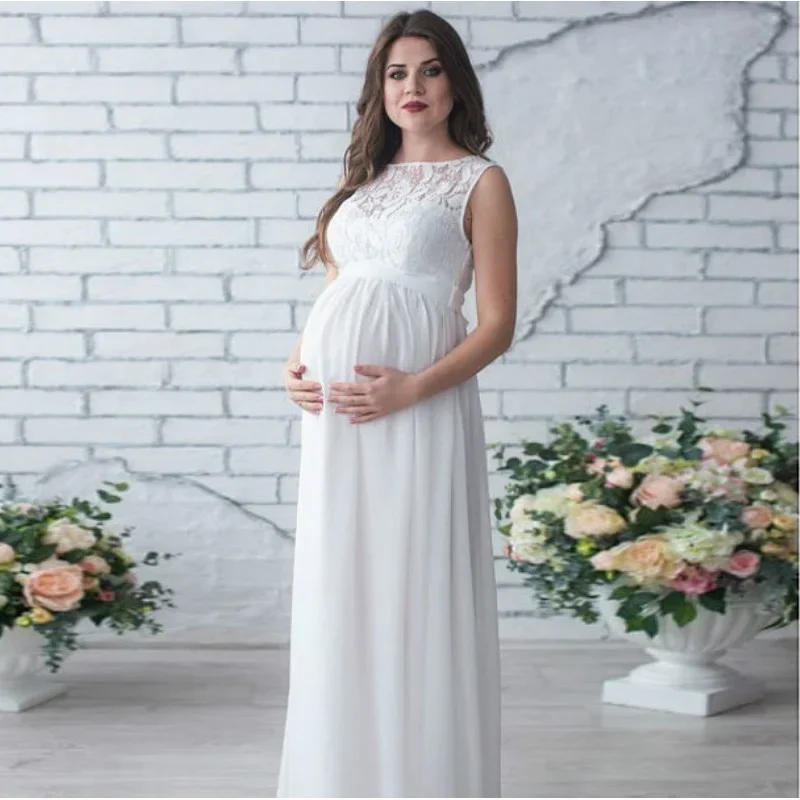 Maxivestido maternidad encaje para fotos embarazo