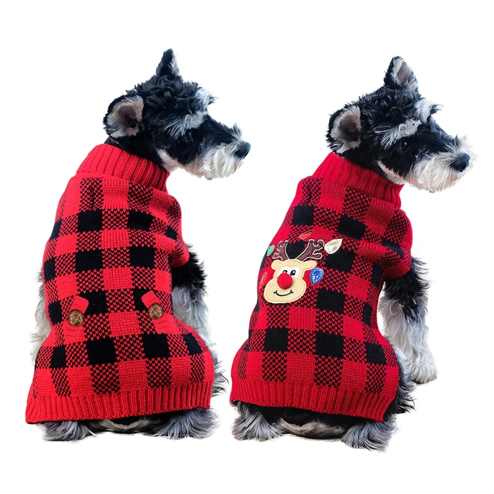 Suéter de cuello alto de punto de Cable para perro, jersey de Navidad, prendas de punto clásicas, ropa cálida para mascotas, sudadera para gatos, Invierno