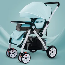 Cochecito de bebé plegable bidireccional con asiento reclinable