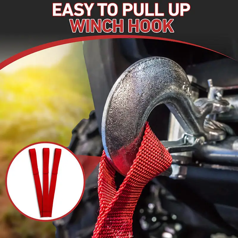 Correa de Remolque para Automóvil, 1 Pieza/3 Piezas, Nailon Resistente, Gancho de Cabrestante Rojo, Correa de Tracción con Lazos de Protección, Cuerda de Remolque - imagen 3