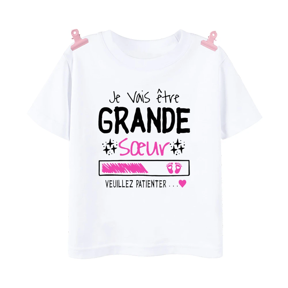 I Will Become A Big Sister Camiseta con estampado de arcoíris para niños, camiseta con anuncio de bebé, Tops estampados para niñas, camiseta de manga corta para niños - imagen 5