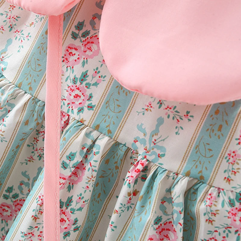 Conjuntos de 2 piezas de ropa de verano para niñas recién nacidas, vestidos coreanos de algodón sin mangas con cuello de muñeca y flores para bebés + bolso, vestido para niños pequeños BC307 - imagen 4