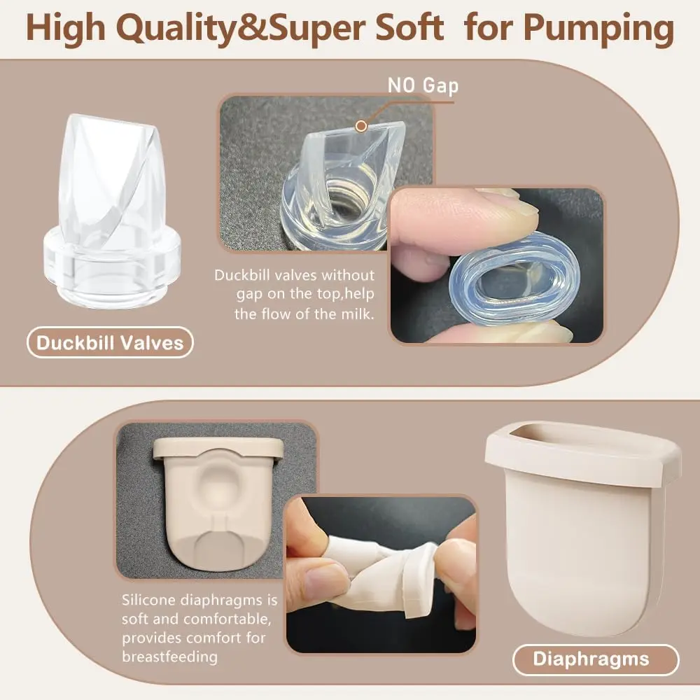Piezas de extractor de leche, válvulas de pico de pato y diafragma de silicona compatibles con extractor de leche portátil eufy S1 Pro/S1/E10/E20 - imagen 5