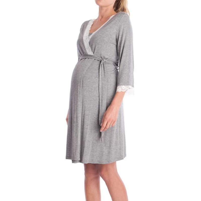Vestido premamá de encaje manga tres cuartos para embarazo