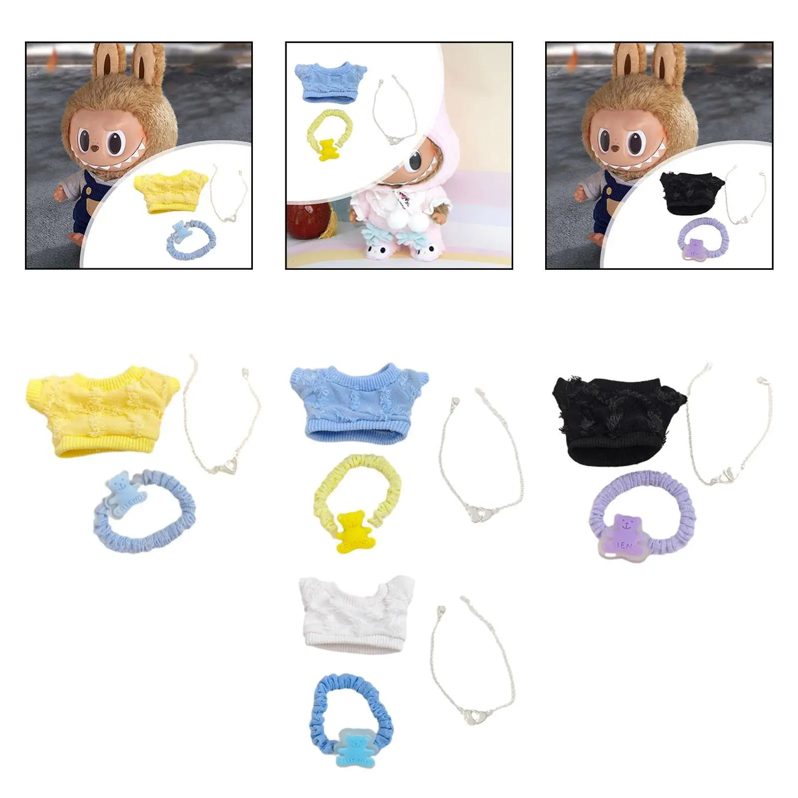 Doll Apparel Set for Kids with DIY Decoration And Pendant Outfits for 17cm Doll
