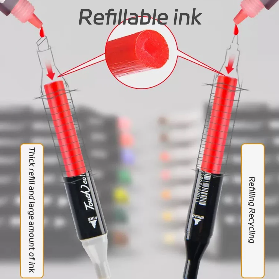 Juego de rotuladores de 24-262 Colores, pinceles, pintura, dibujo, Manga, resaltador, suministros escolares de arte para artistas, papelería coreana - imagen 5