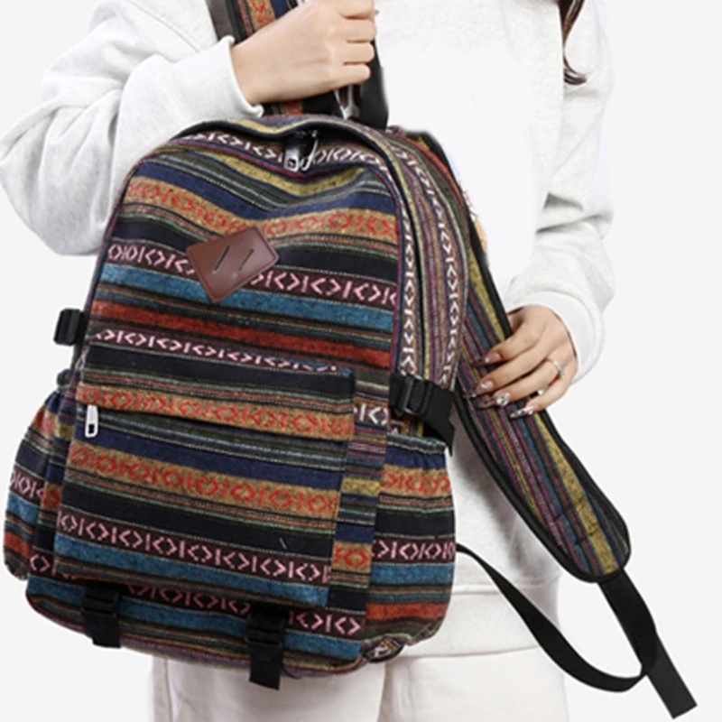Prácticas mochilas de lona, mochila para ordenador portátil, bolso escolar étnico grande para uso diario, ofertas de durabilidad y comodidad - imagen 2