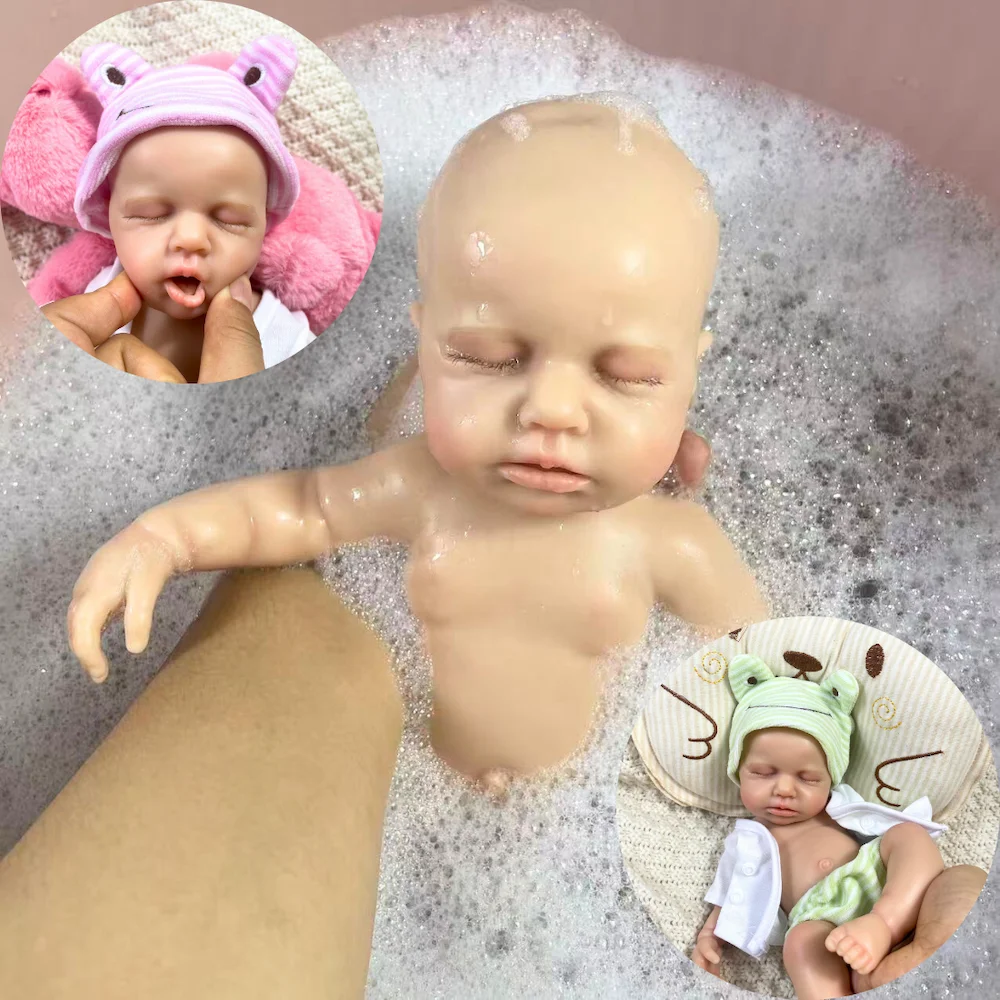 2 opciones Mini 33CM muñeca Reborn de silicona totalmente lisa LouLou niña o niño lavable silicona suave cuerpo cumpleaños regalo de Navidad - imagen 2