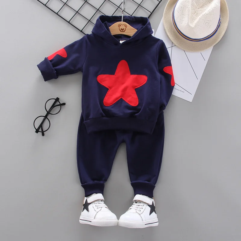 Nueva ropa de otoño para recién nacidos, ropa para niñas, niños, chaqueta con capucha, pantalones, 2 unids/set, ropa deportiva infantil, chándales para niños