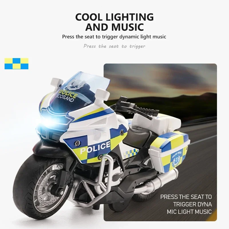 Motocicleta de aleación con luces y música para niños
