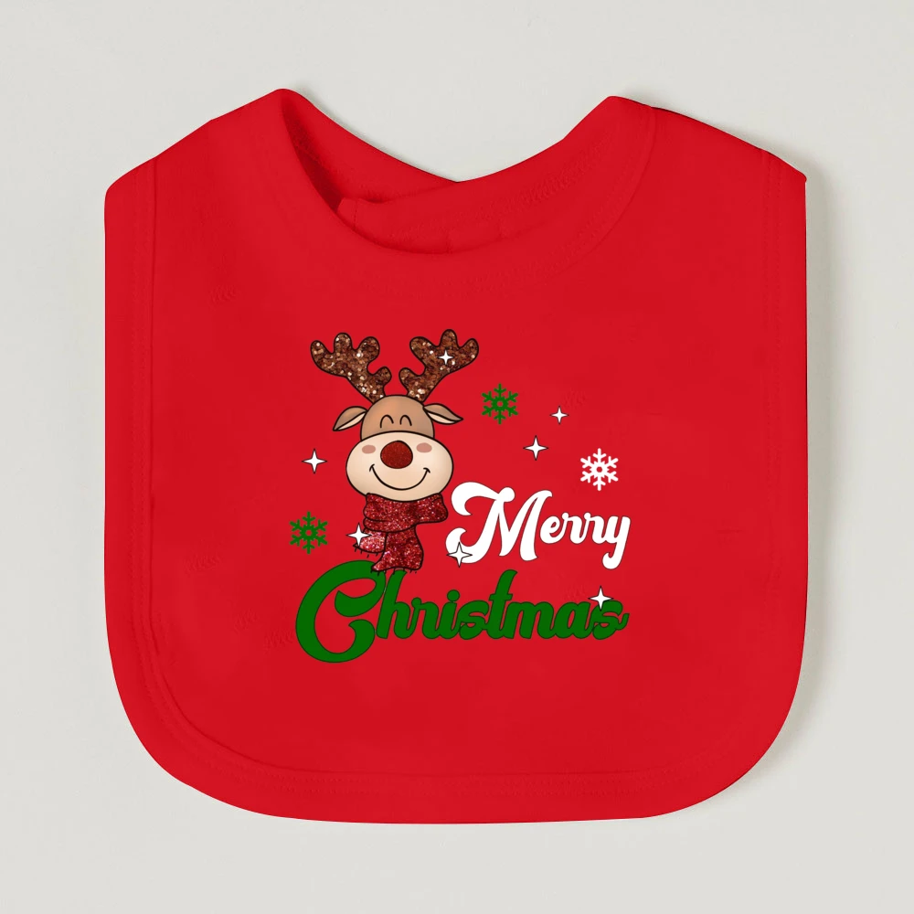 Babero navideño de algodón para bebé con ciervo suave - imagen 3