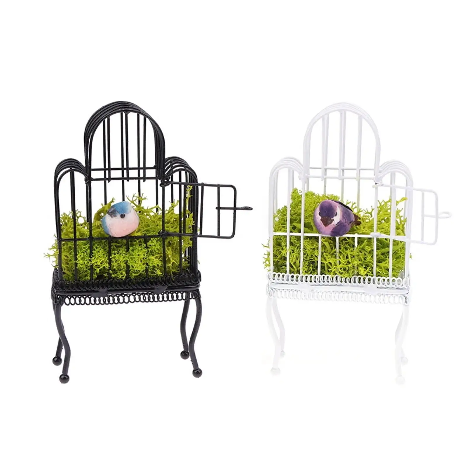 1:12 Scale Dollhouse Bird House Miniature Scenery Props Micro Landscape Metal Birthday Gift Pretend Play Miniature Bird Cage