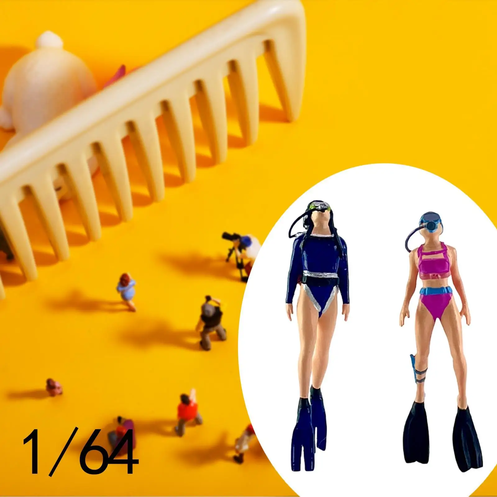 2x 1:64 Mermaid Diving Figures for Micro Landscape Photo Props Countertop