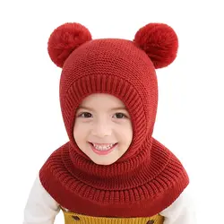 Pasamontañas de invierno con pompón para bebé