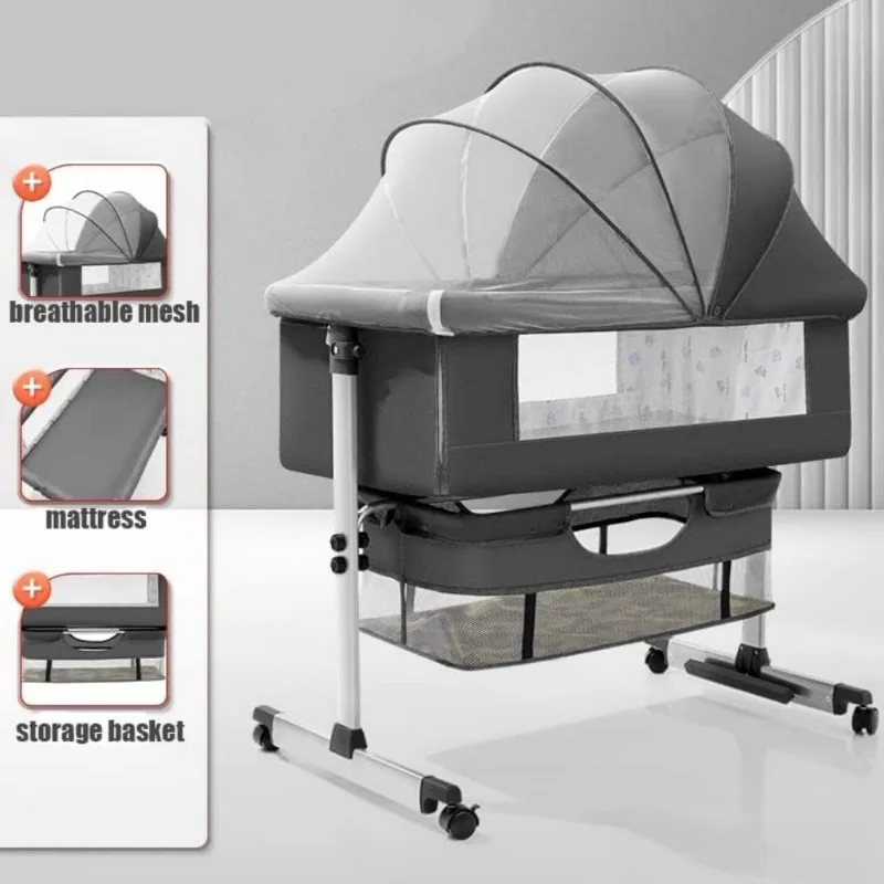 Cuna portátil convertible con ruedas para bebé - imagen 5