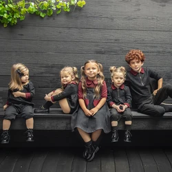 Conjunto vaquero para niña Ali-Plus – Estilo otoño con cuadros rojos