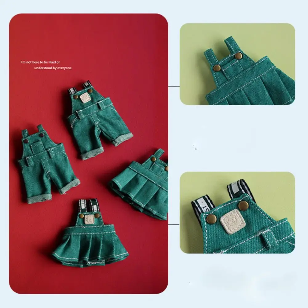Nuevos pantalones vaqueros, falda para muñeca, monos hechos a mano, falda con correa multicolor, ropa DIY, juguetes de peluche para accesorios de muñeca de algodón de 15cm - imagen 5
