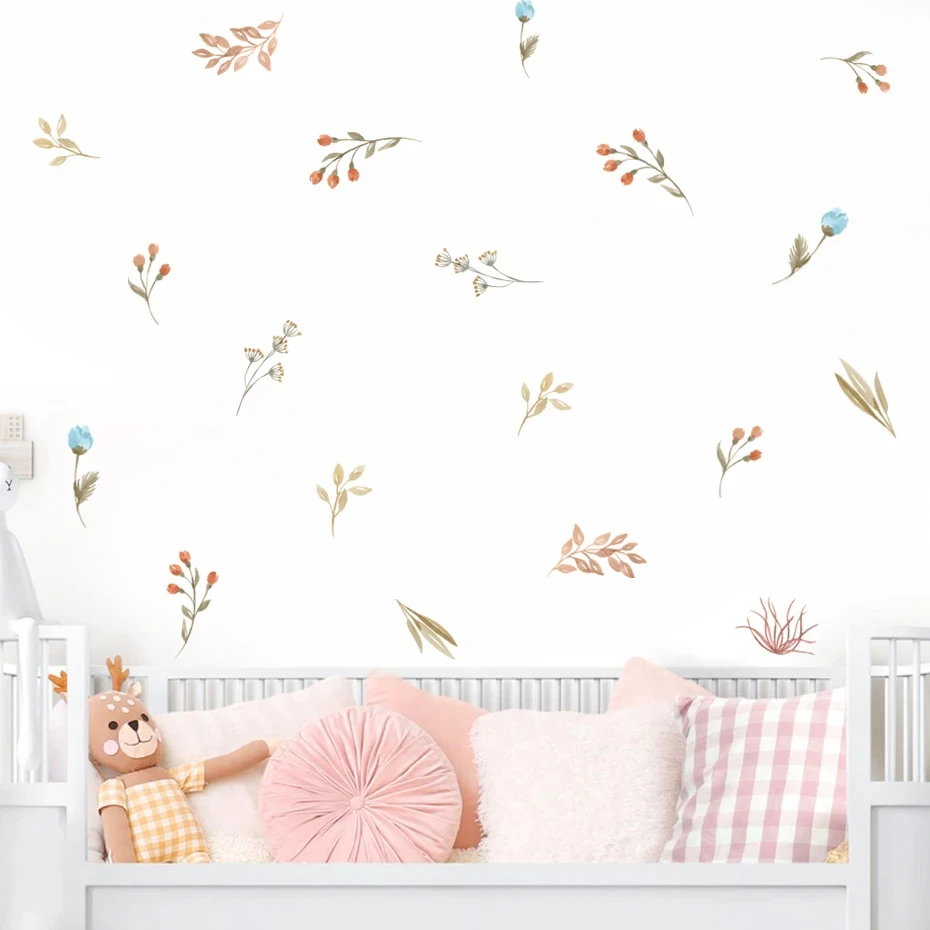 Vinilo decorativo boho con hierbas y flores para habitación infantil - imagen 3