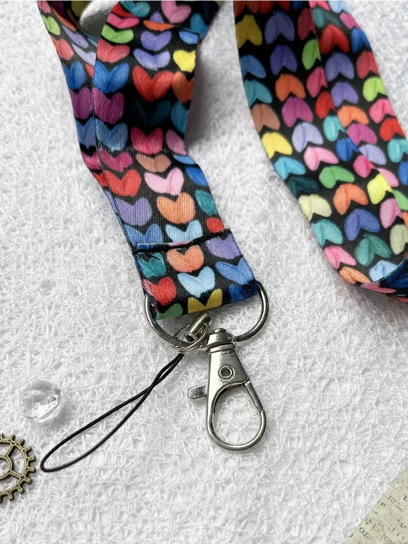 Correa para el cuello con forma de corazón de amor, cordones para llaves, llavero, corazón púrpura, identificación, tarjeta de crédito, cuerda para colgar, accesorios Lariat, regalos, 1 ud. - imagen 3